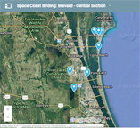 Google map to Central Brevard County birding sites.
